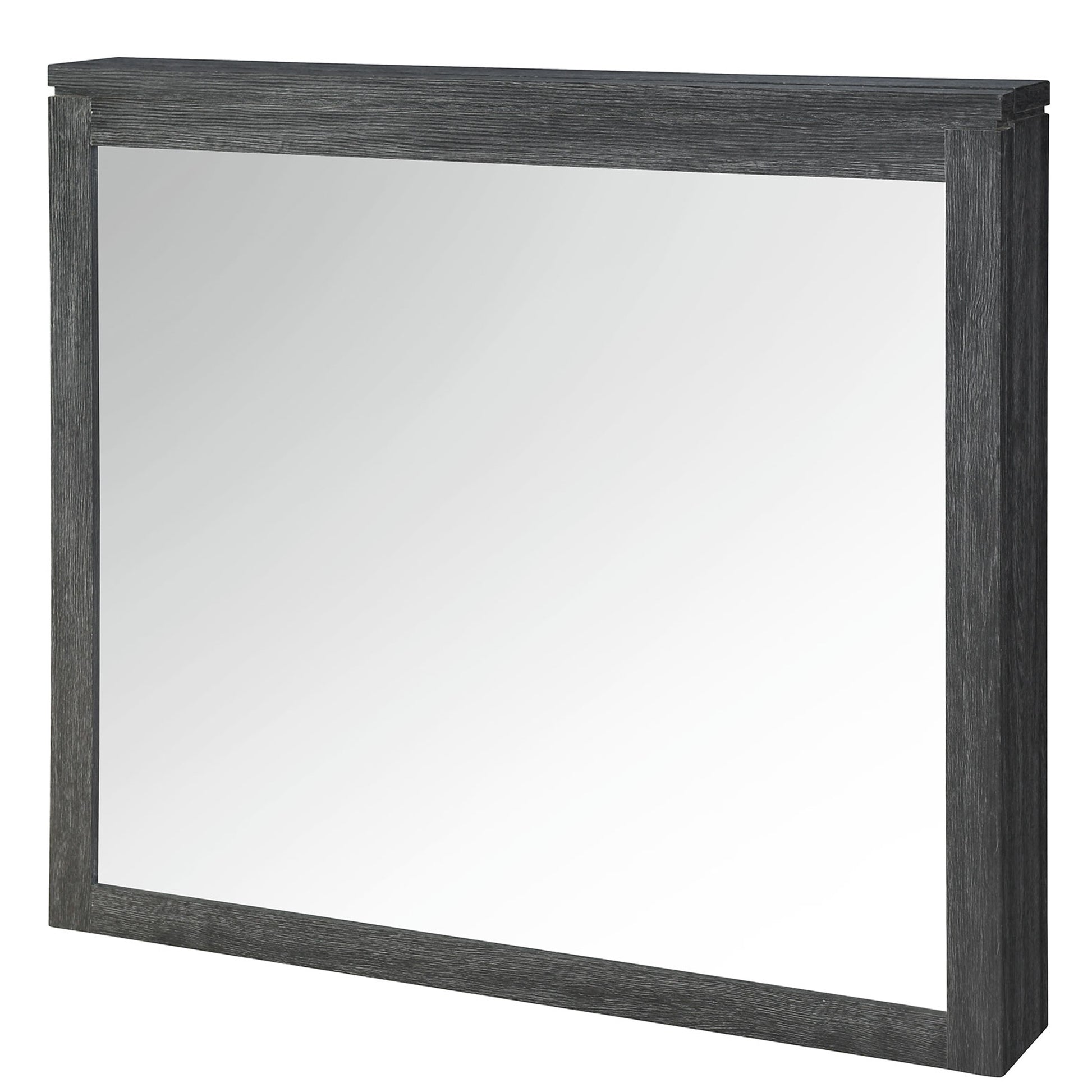Aya Dark Grey Mirror Dark Gray Solid Wood Mdf