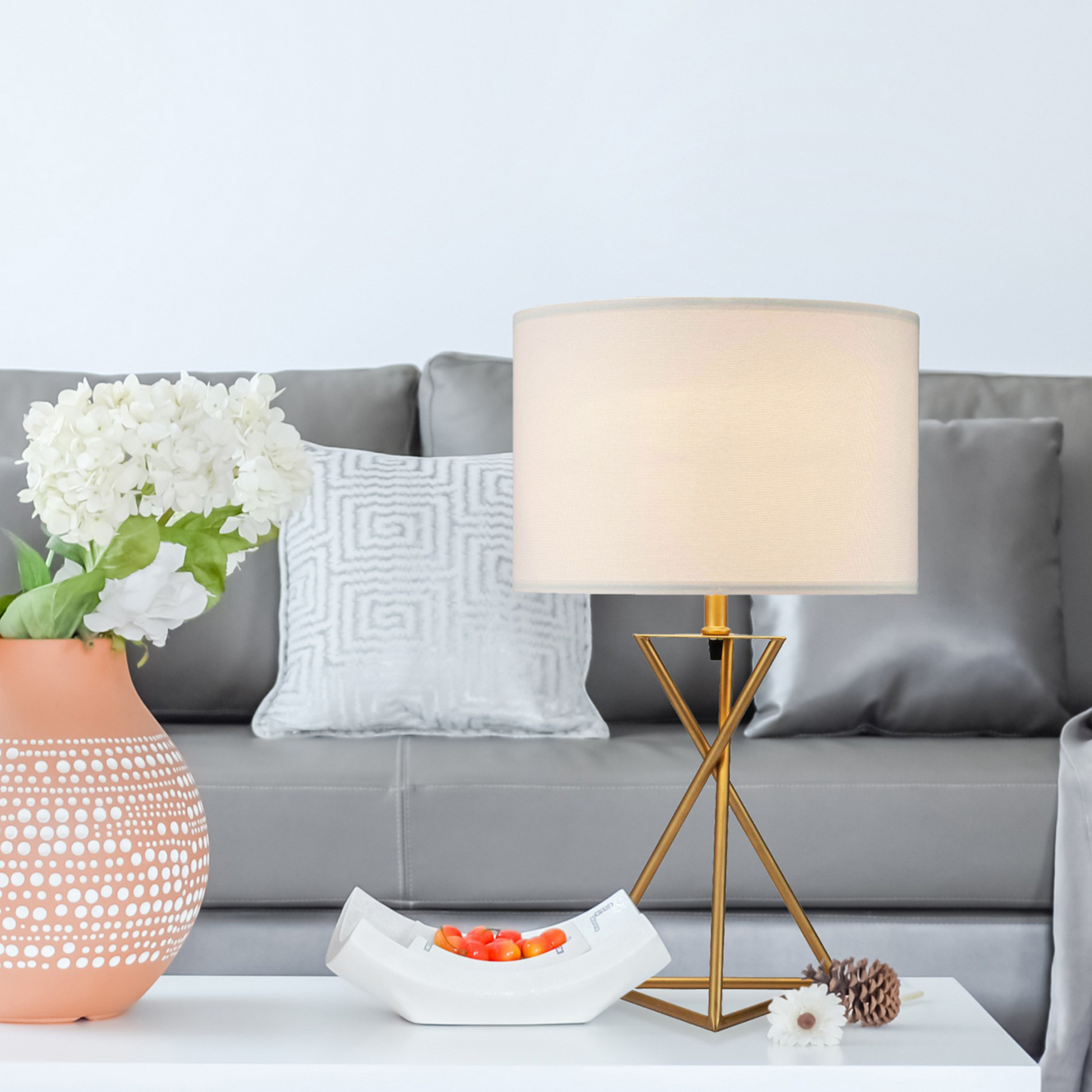 26.25" Tall "Ester" Mid Century Metal Table Lamp, Hourglass Design, Matte Gold Gold Metal