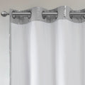 Total Blackout Metallic Print Grommet Top Curtain Panel Only 1 Pc Panel Grey Silver Microfiber