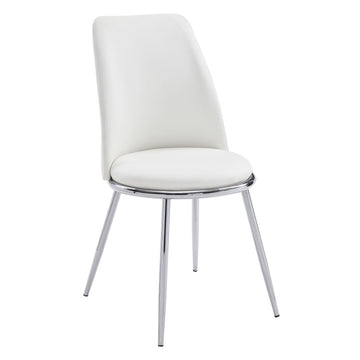 White And Chrome Tight Back Side Chairs Set Of 2 White Primary Living Space Contemporary Foam Fabric Metal