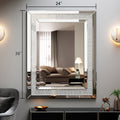 Large Wall Mounted Silver Decorative Rectangular Wall Mirror For Home, Living Room, Bedroom, Entryway 91*61Cm Silver Mdf Glass