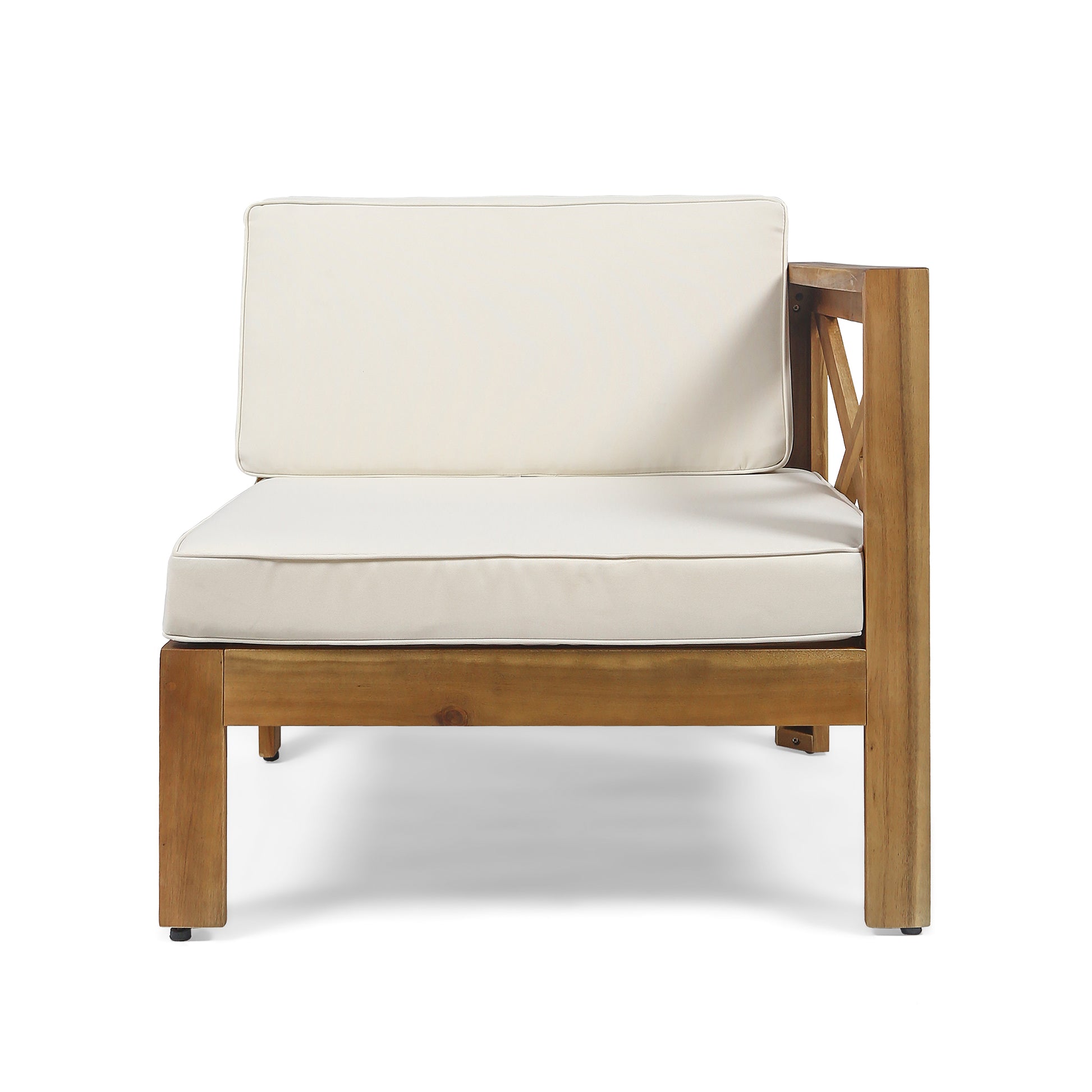 Alcove Lshape Sofa Set, Beige Beige Seats 4 Acacia Wood