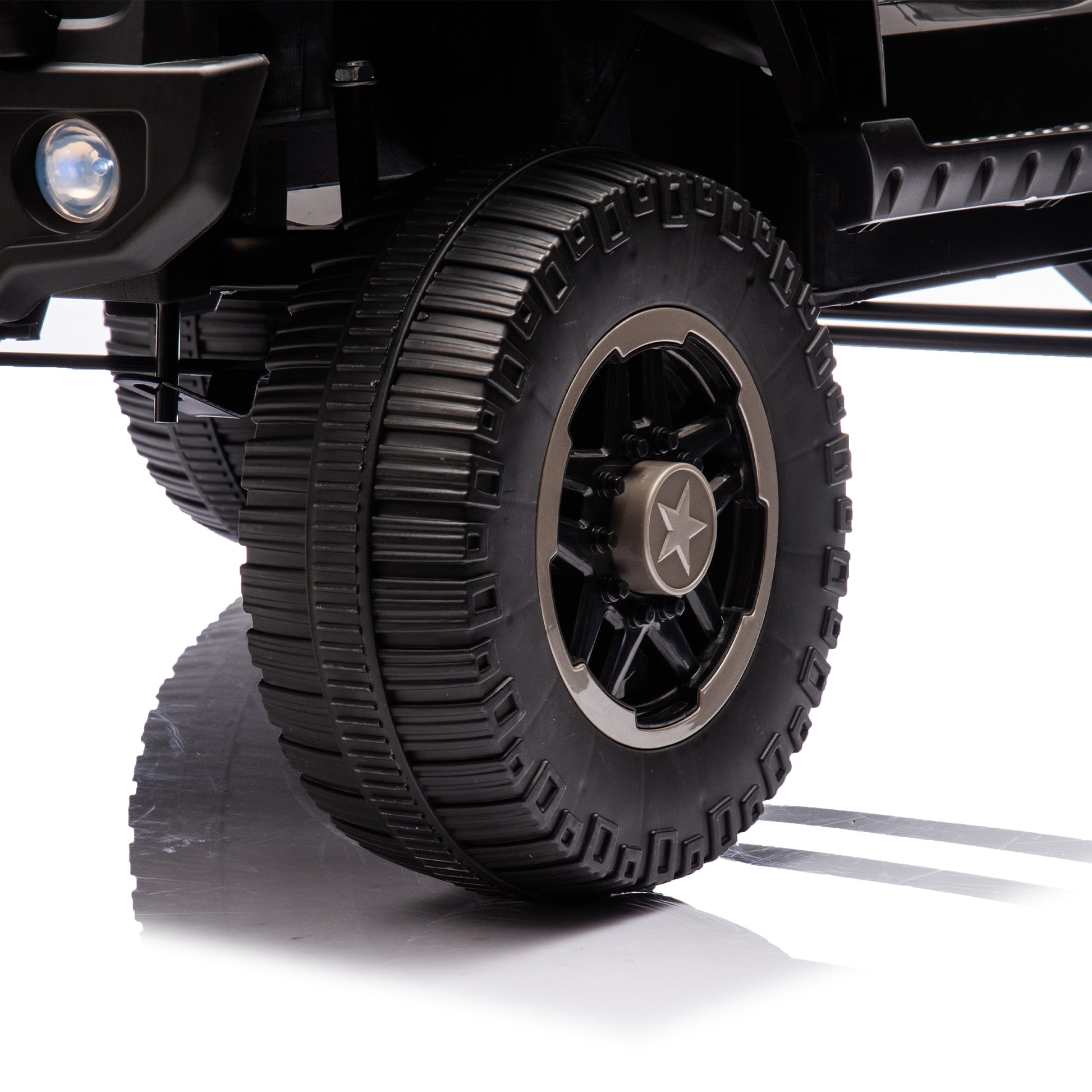 24V Two Seater Kids Ride On Truck Car W Parents Control,200W*2,Seat Width 20.28In,Four Wheel Suspension,Led Lights,Music,Mp3,Bluetooth,Two Independent Seat Belts,Suitable For Off Road For Kids Aged 3 Black 100 149 Lbs Polypropylene