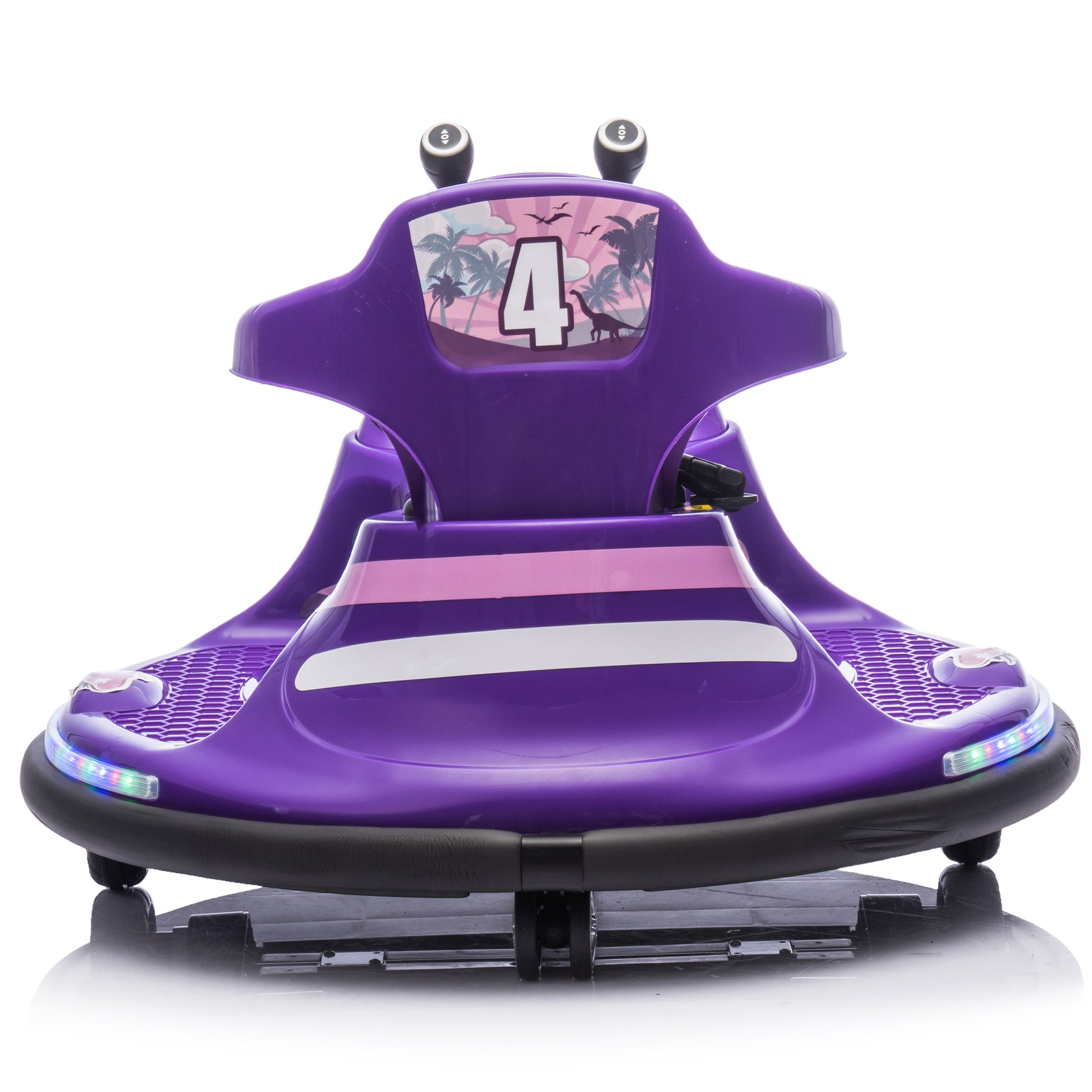 12V Kids Ride On Bumper Car W Parents Control,Rotate 360 Degrees,Two Handed Switch For Direction Control,Bumper Strip,Light Belt,Mp3 Music,Bluetooth,Provide A Speed Of 0.75Mph For Kids Of 2 5 Purple