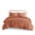 Clip Jacquard Comforter Set Queen Rust Polyester