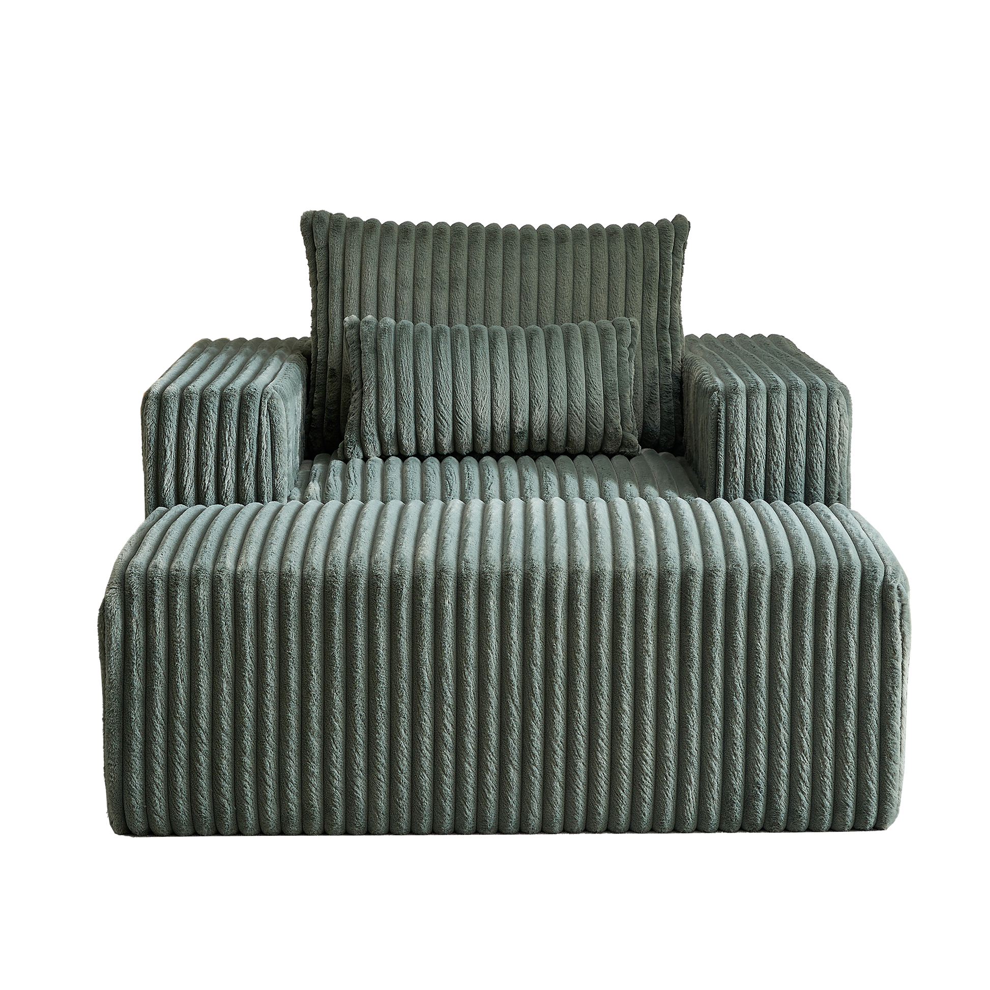 62.5 Inch Corduroy Sponge Sofa Lounge Chair With Removable Footrest,No Assembly Required,Fluffy Modern Sleeper Chair For Indoor Living Room Bedroom Army Green Foam Corduroy 1 Seat