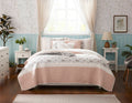 6 Piece Cotton Percale Quilt Set With Throw Pillows Blush Full Queen Full Blush Polyester