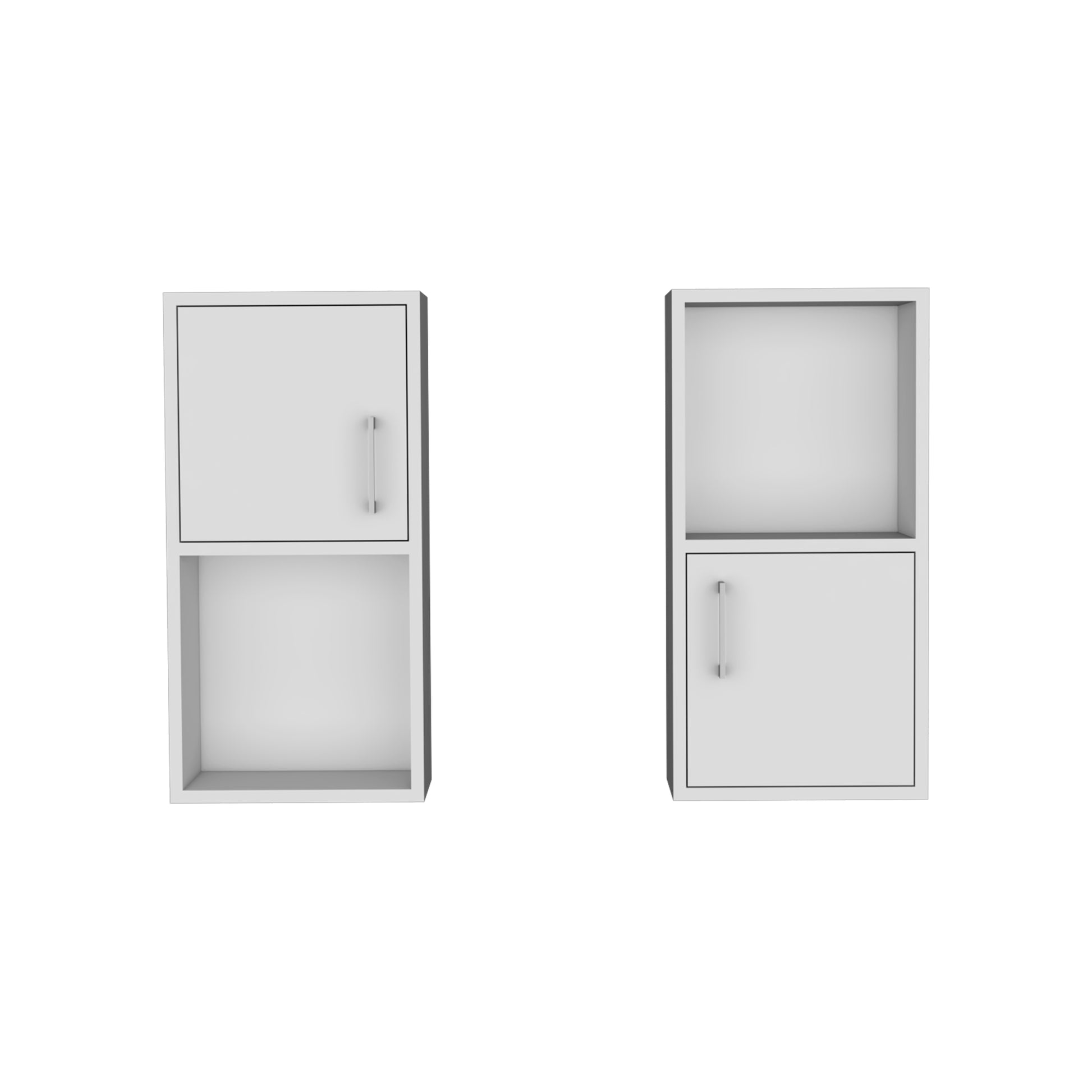 Oba 2 Pc Wall Mounted Bathroom Medicine Cabinet With Open And Closed Storage 2 White 2 4 Bathroom Freestanding Modern Particle Board Engineered Wood