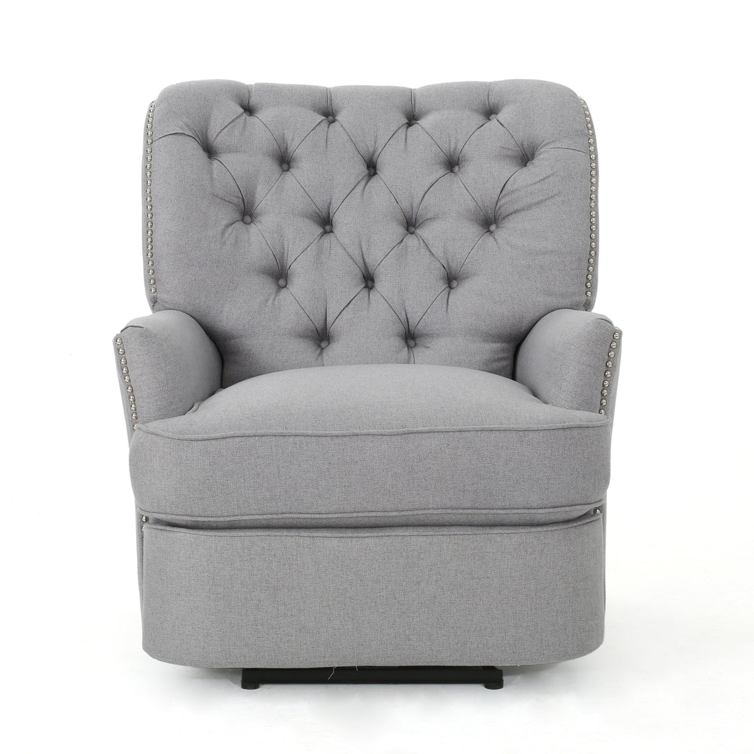 Indulge In Supreme Comfort: Electric Recliner Chair With Elegant Copper Accents And Soft Light Grey Upholstery Light Grey Fabric