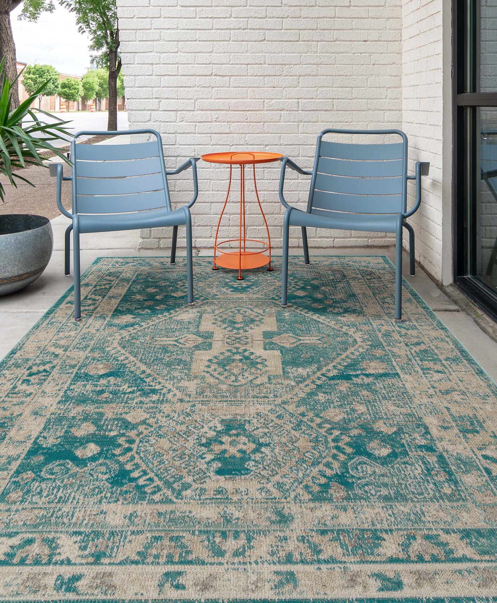 Casual, Modern, Traditional, Transitional, Oriental, Bohemian, Textured Cut Pile 7'10" X 10' Rectangle Area Rug Turquoise Polypropylene