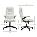 Homcom High Back Vibration Massage Office Chair With 6 Vibration Points, Heated Reclining Pu Leather Computer Chair With Armrest And Remote, White White Pu