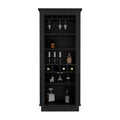 Lafayette Bar Cabinet With 4 Bottle Rack, Upper Glass Holder And Dual Door Design Black Primary Living Space Modern Shelves Included Particle Board