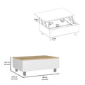 Aran Lift Top Coffee Table, Storage Compartment, White Light Oak Multicolor Particle Board Particle Board