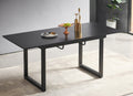 Black Color,Square Extendable Dining Table With Metal Leg,Modern Space Saving Kitchen Table For Living Room 70.86