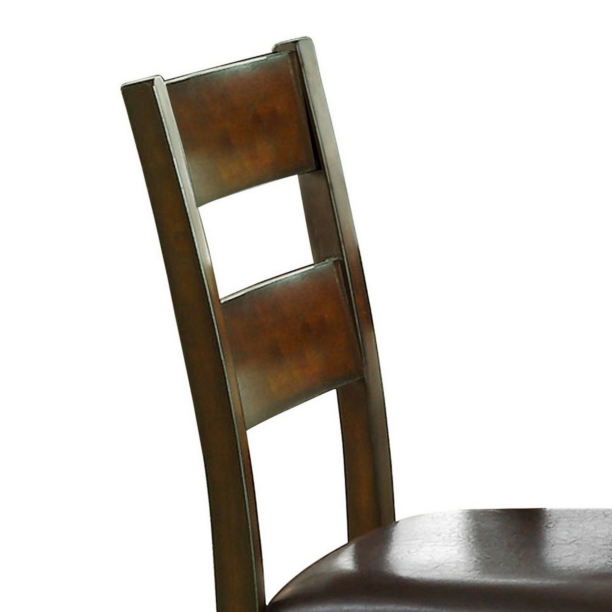 Padded Side Chair Ladder Design Back, Set Of 2, Brown And Black Brown Solid Wood