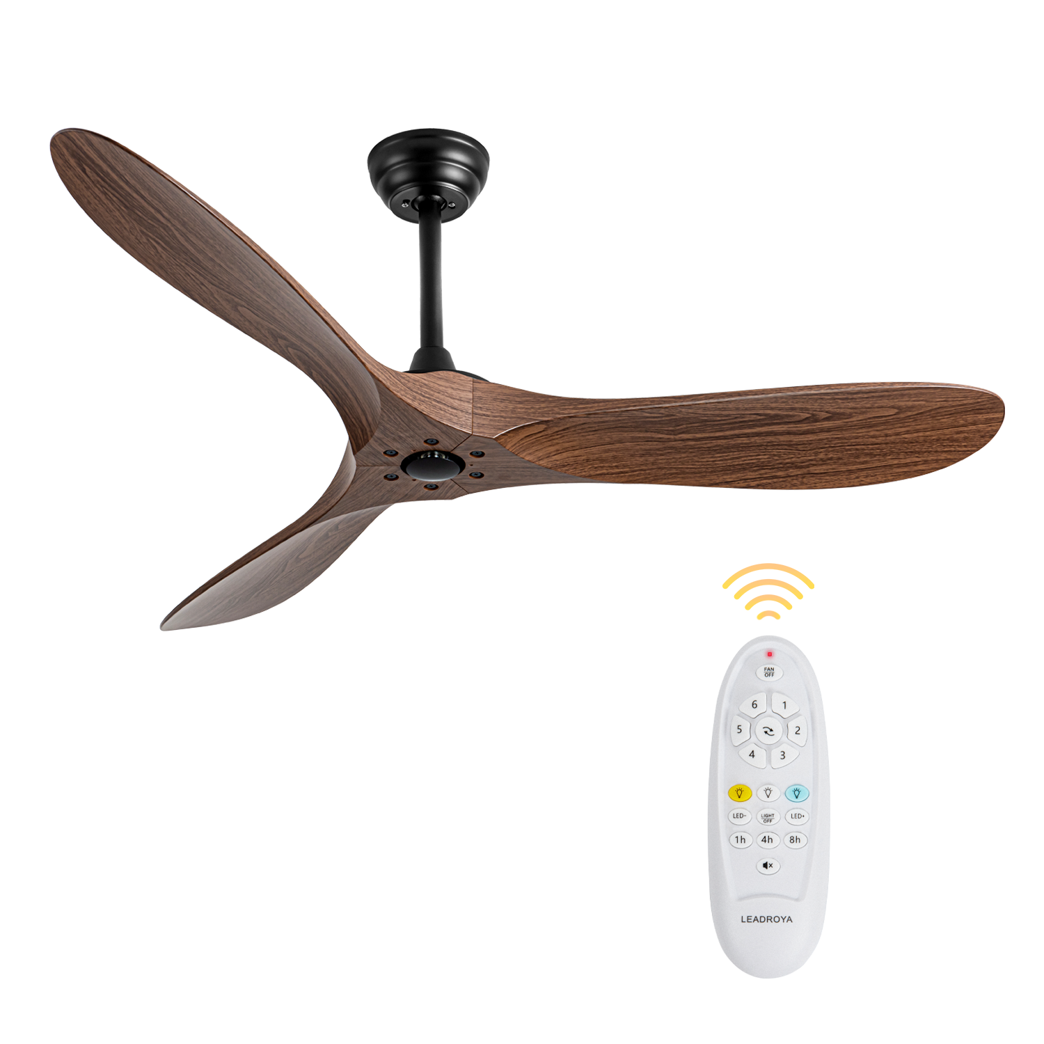 60 Inch Ceiling Fan With Remote Control Timed Lighting, Reversible Airflow And Quiet Operation For Living Room & Bedroom & Outdoor Wood Modern Abs