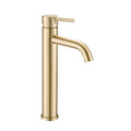 Bathroom Modern Tall Faucets Single Handle One Hole Lavatory Bathroom Sink Faucet Brushed Gold Cartridge Valve Bathroom 1 Hole Faucets Stainless Steel