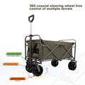 Outdoor Garden Park Utility Kids Wagon Portable Beach Trolley Cart Camping Foldable With Big Wheels Folding Wagon Army Green Garden & Outdoor Fabric Steel