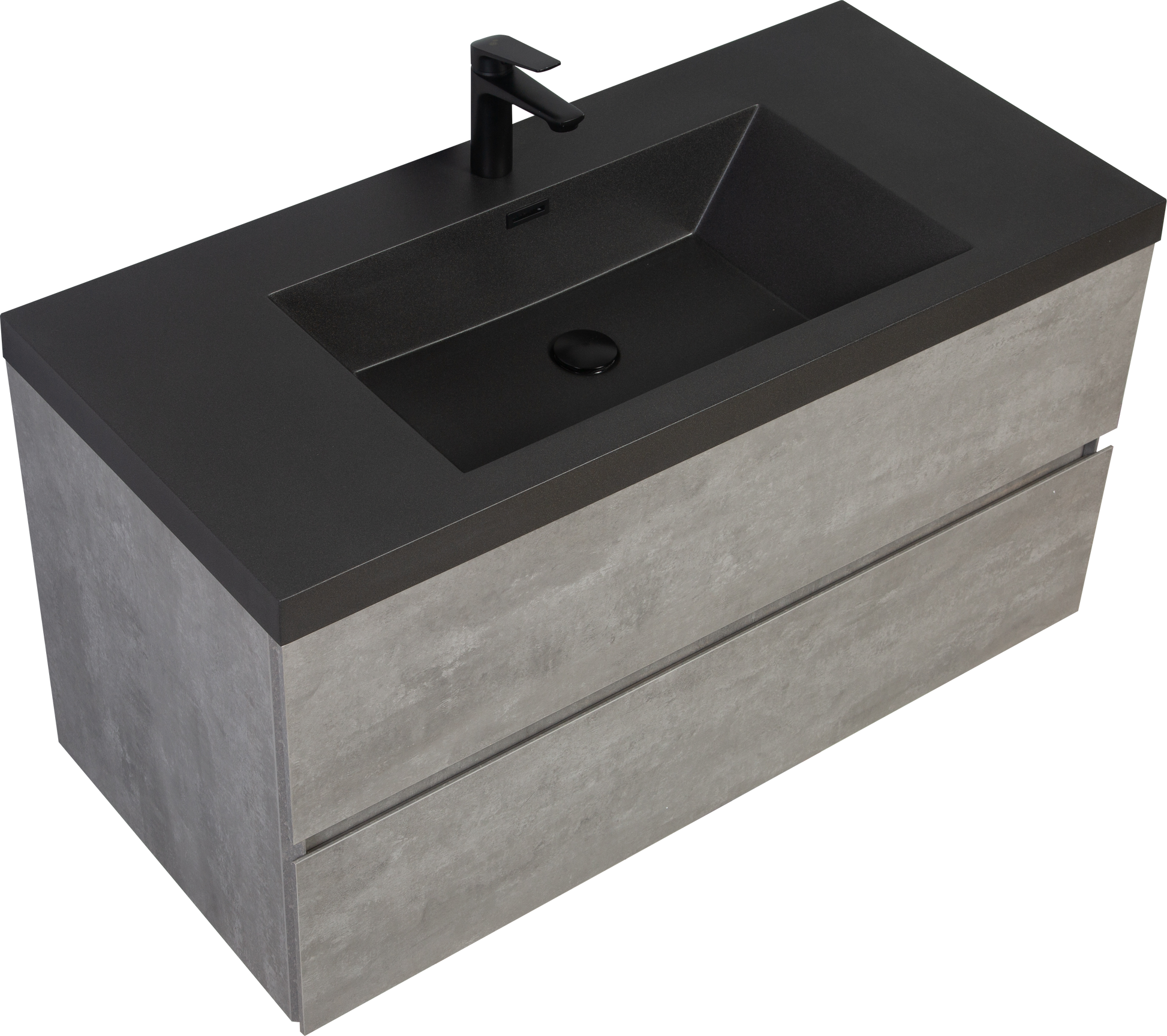 42" Floating Bathroom Vanity With Sink, Modern Wall Mounted Bathroom Storage Vanity Cabinet With Black Quartz Sand Top Basin And Soft Close Drawers, Grey 24V12 42Gr Grey Melamine