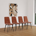 Dining Chairs Set Of 4,Modern Kitchen Dining Room Chairs,Upholstered Dining Accent Chairs In Linen Cushion Seat And Sturdy Black Metal Legs Caramel Caramel Foam Linen