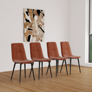 Dining Chairs Set Of 4,Modern Kitchen Dining Room Chairs,Upholstered Dining Accent Chairs In Linen Cushion Seat And Sturdy Black Metal Legs Caramel Caramel Foam Linen