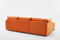 Modular Sectional Sofa, 3 Seater Sofa With Ottoman, Modern L Shaped Sofa For Living Room Bedroom Apartment Orange Wood Fabric 4 Seat