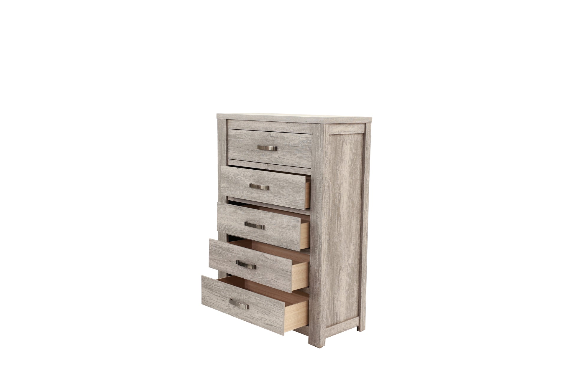 Bedroom Furniture Rustic Light Grey Simple 1Pc Chest Of Drawers 5 Drawers Storage Cabinet Solidwood Light Grey Bedroom Modern,Transitional Pine Particle Board Mdf,Solid Wood