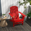 Outsunny Wooden Adirondack Chair, Outdoor Patio Lawn Chair With Cup Holder, Weather Resistant Lawn Furniture, Classic Lounge For Deck, Garden, Backyard, Fire Pit, Red Red Wood