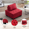 Coolmore Modern Upholstered Chair Leisure Sofa Lazy Sofa Plastic Legs And Pillow Removable Armless Accent Chair For Living Room,Bedroom,Office Rose Red Linen Rose Red Foam Linen