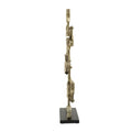 Jodie 27 Inch Metal Modern Accent Decor, Stacked Squares, Block Base, Gold Gold Wood Metal