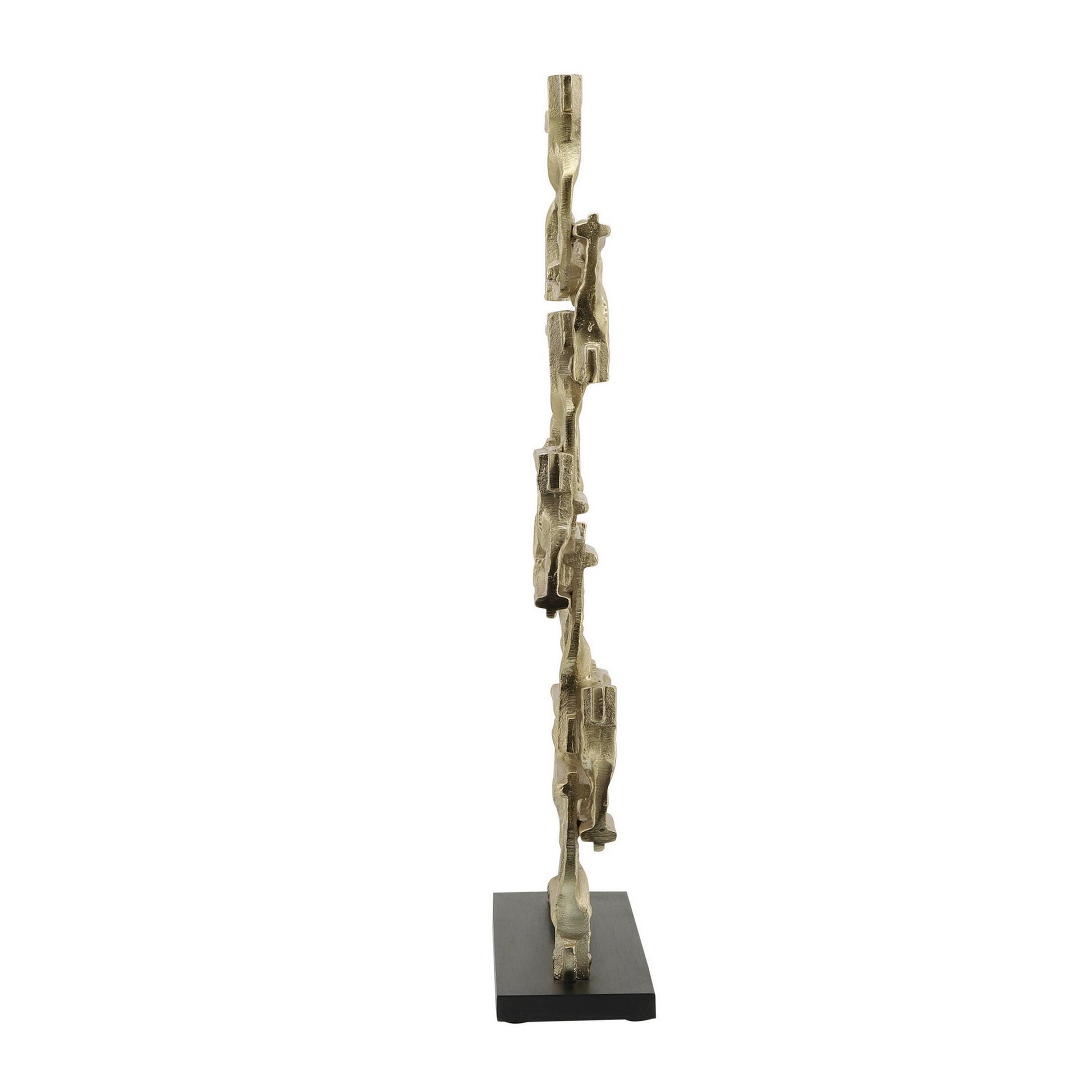 Jodie 27 Inch Metal Modern Accent Decor, Stacked Squares, Block Base, Gold Gold Wood Metal