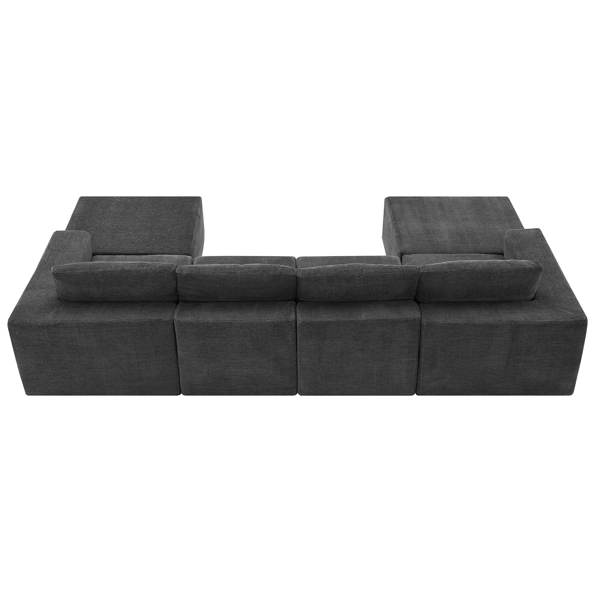 110*72" Modular U Shaped Sectional Sofa,Luxury Chenille Floor Couch Set,Upholstered Indoor Furniture,Foam Filled Sleeper Sofa Bed For Living Room,Bedroom,Free Combination,3 Colors Dark Gray Polyester 6 Seat