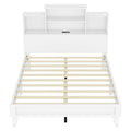 Queen Size Storage Platform Bed Frame With 4 Open Storage Shelves And Usb Charging Design,White Queen White Solid Wood Mdf