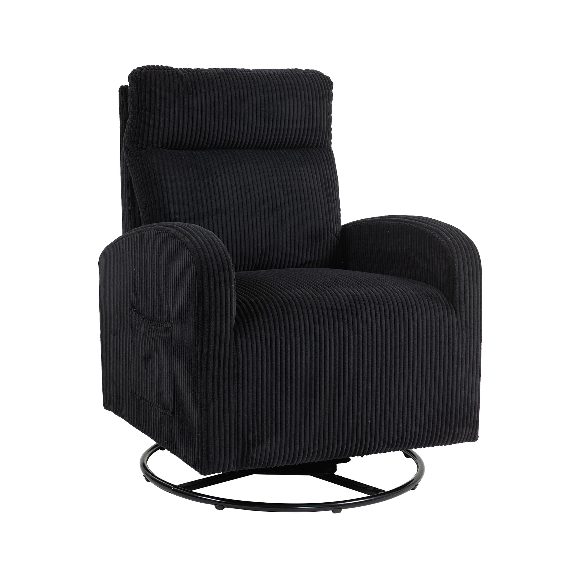 Jiada Upholstered Swivel Glider.Flannel Fabric.Rocking Chair For Nursery In Black.Modern Style One Left Bag Black Primary Living Space Foam Corduroy