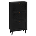 3 Door Shoe Rack, Freestanding Modern Shoe Storage Cabinet, For Entryway Black Mdf