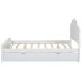 Full Size Wood Platform Bed With Headboard And Twin Size Trundle, White Box Spring Not Required Full White Wood Bed Frame Solid Wood Mdf