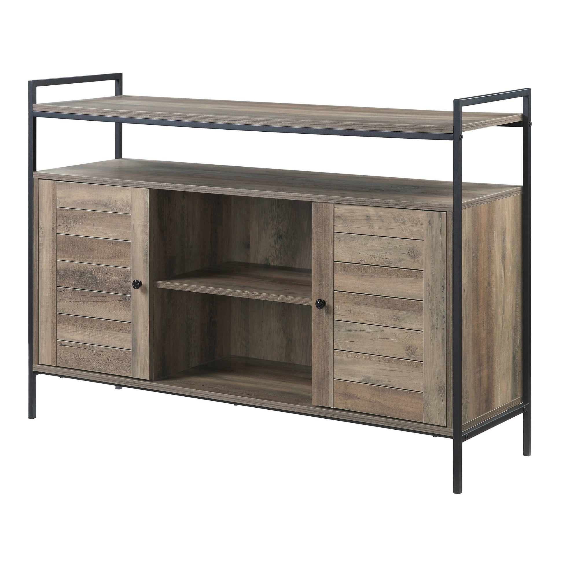 Rustic Oak And Black Tv Stand With 2 Doors Rustic Primary Living Space 50 59 Inches Oak Wood Metal