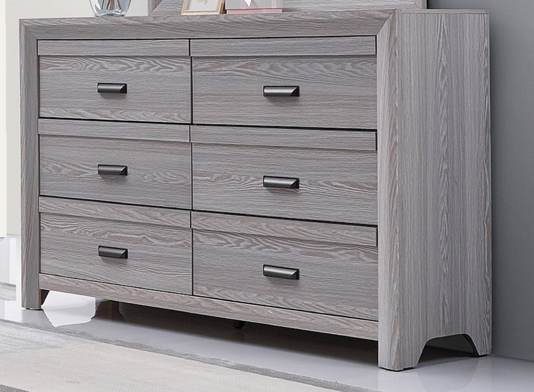 1Pc Contemporary Six Drawers Dresser Gray Driftwood Finish Rustic Finish Bedroom Wooden Furniture Gray Bedroom Contemporary,Rustic Wood