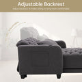 Coolmore Multifunctional Living Room Leisure Chaise Lounge Barry Tufted Comfy Armchair Wireless Charging, Smooth Reclining Backrest & Lumbar Pillow For Home Apartment Dark Grey Linen Dark Grey Foam Linen