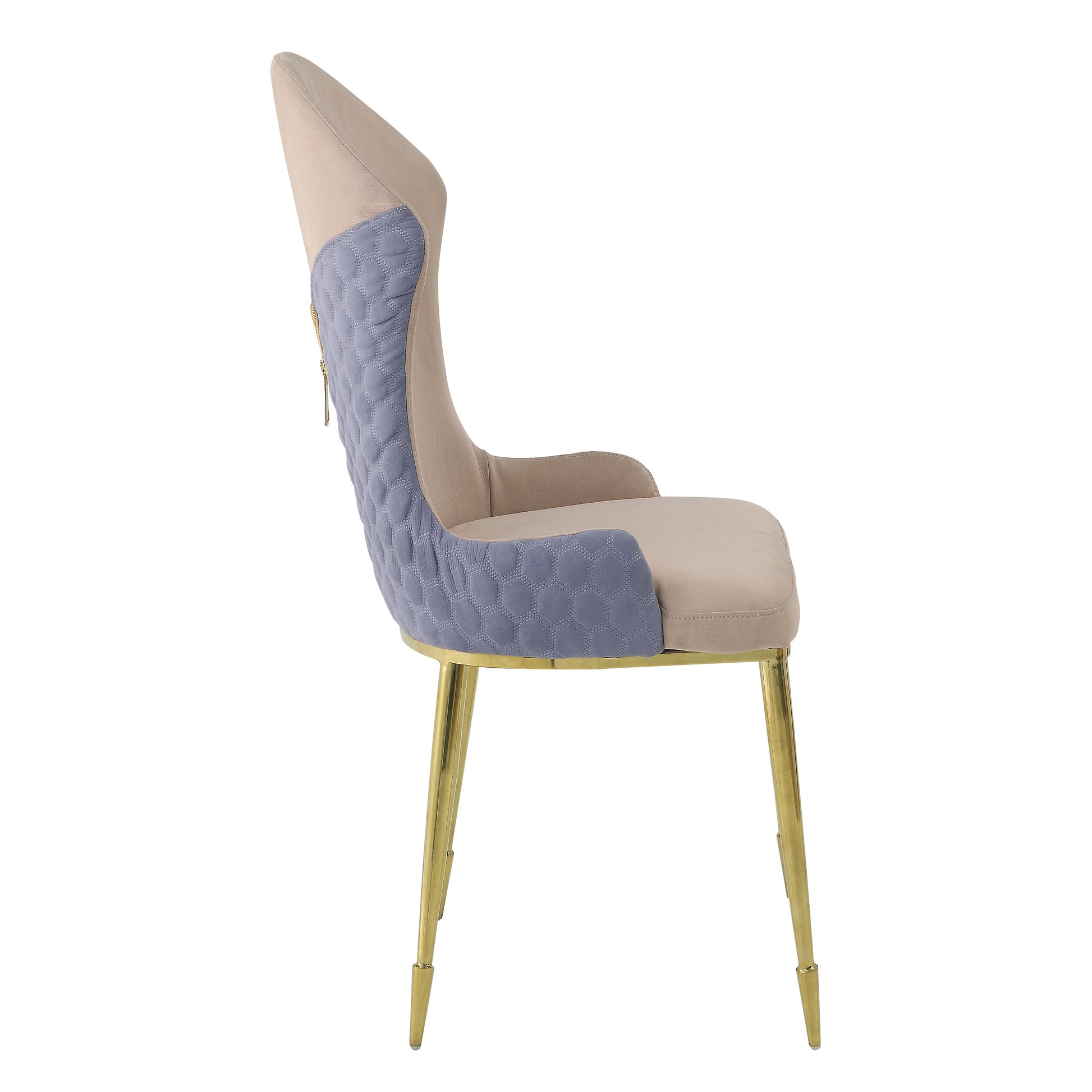 Tan And Gold Sloped Arms Dining Chairs Set Of 2 Tan Gold Dining Room Set Of 2 Fabric Metal