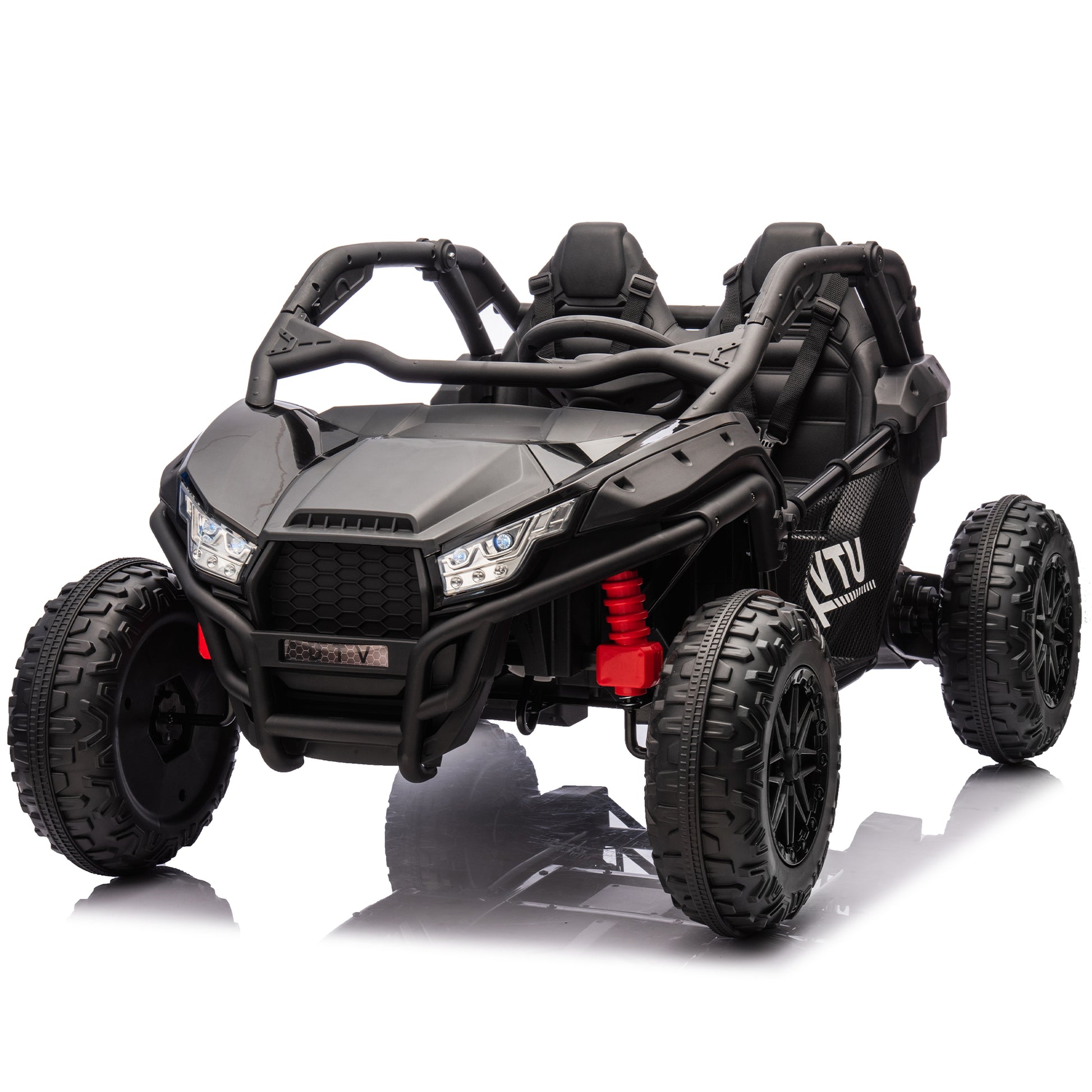 24V Two Seater Kids Ride On Utv W Parents Control,20In Seat Width,400W Super High Power,Four Wheel Suspension,Bluetooth,Mp3,Usb,Led Light,Horn,Rear Storage Space,Speeds 3.73 4.97Mph For Kids Aged 3