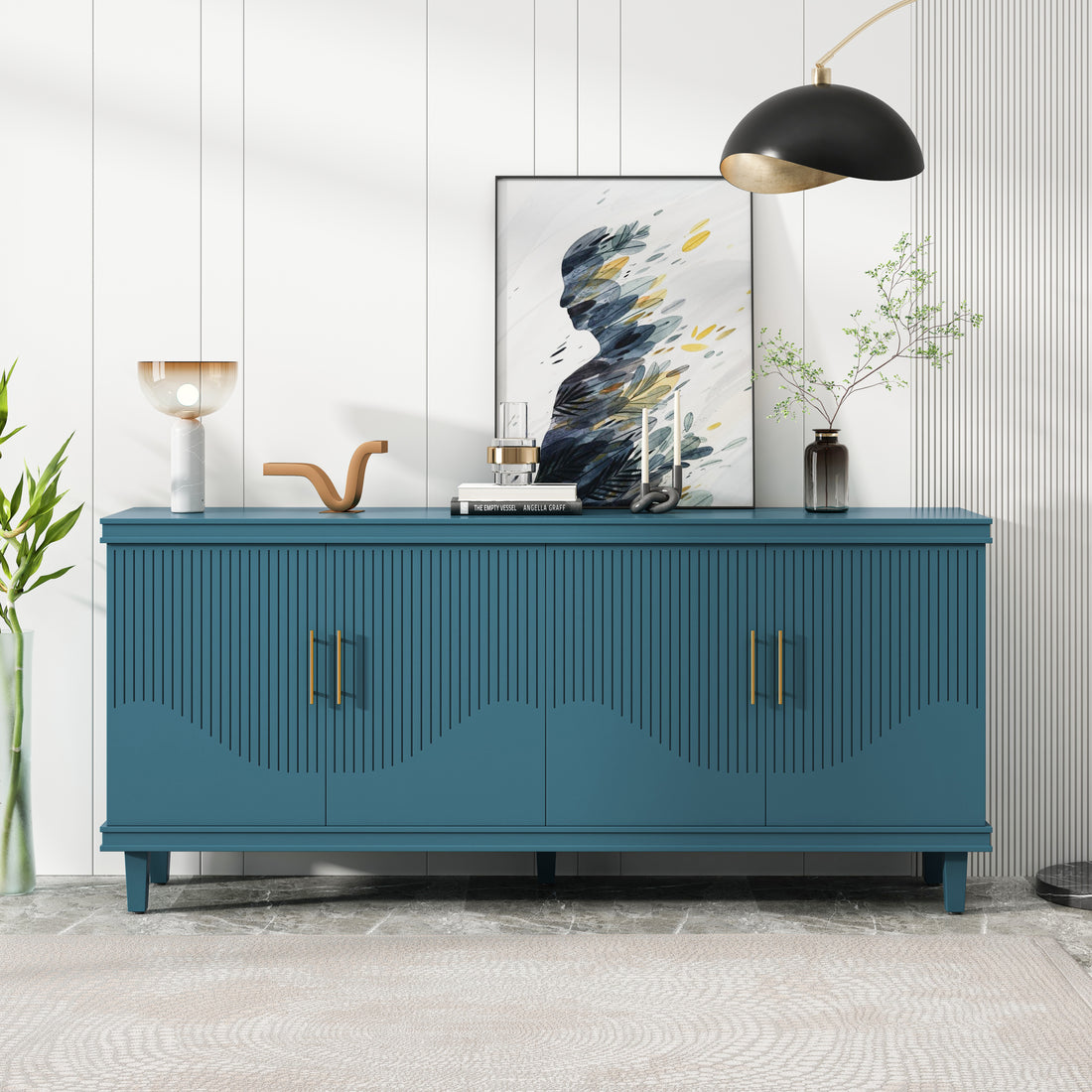 70.07''Large Size 4 Door Cabinet, Same As Living Room, Kitchen, Bedroom, Hallway ,Olive Green,Navy Blue,Peacock Blue Olive Green Solid Wood Mdf