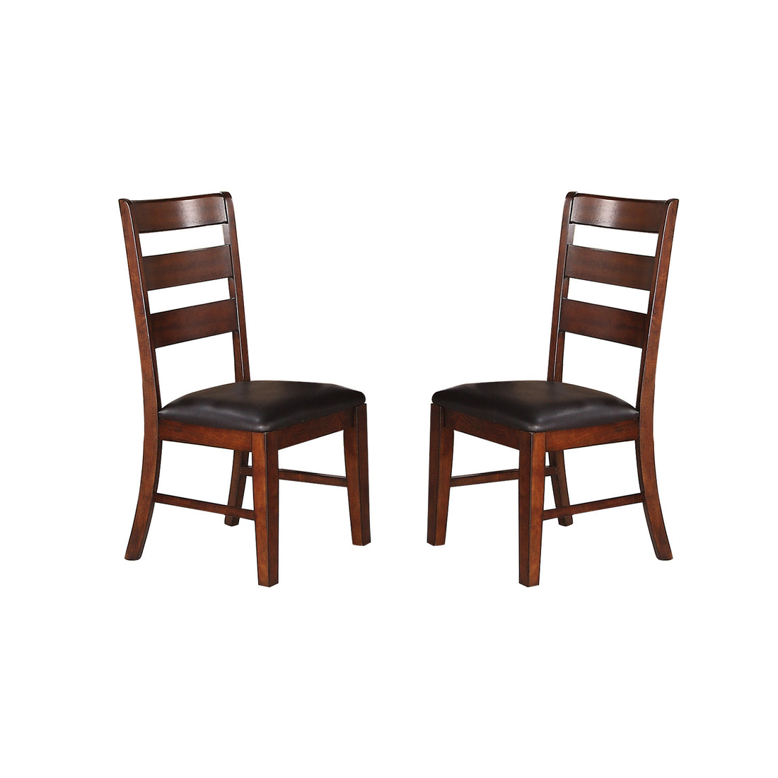 Sara Ladder Back Dining Side Chairs In Brown, Set Of 2 Solid Brown Dining Room Dining Chairs Ladder Back Solid Wood