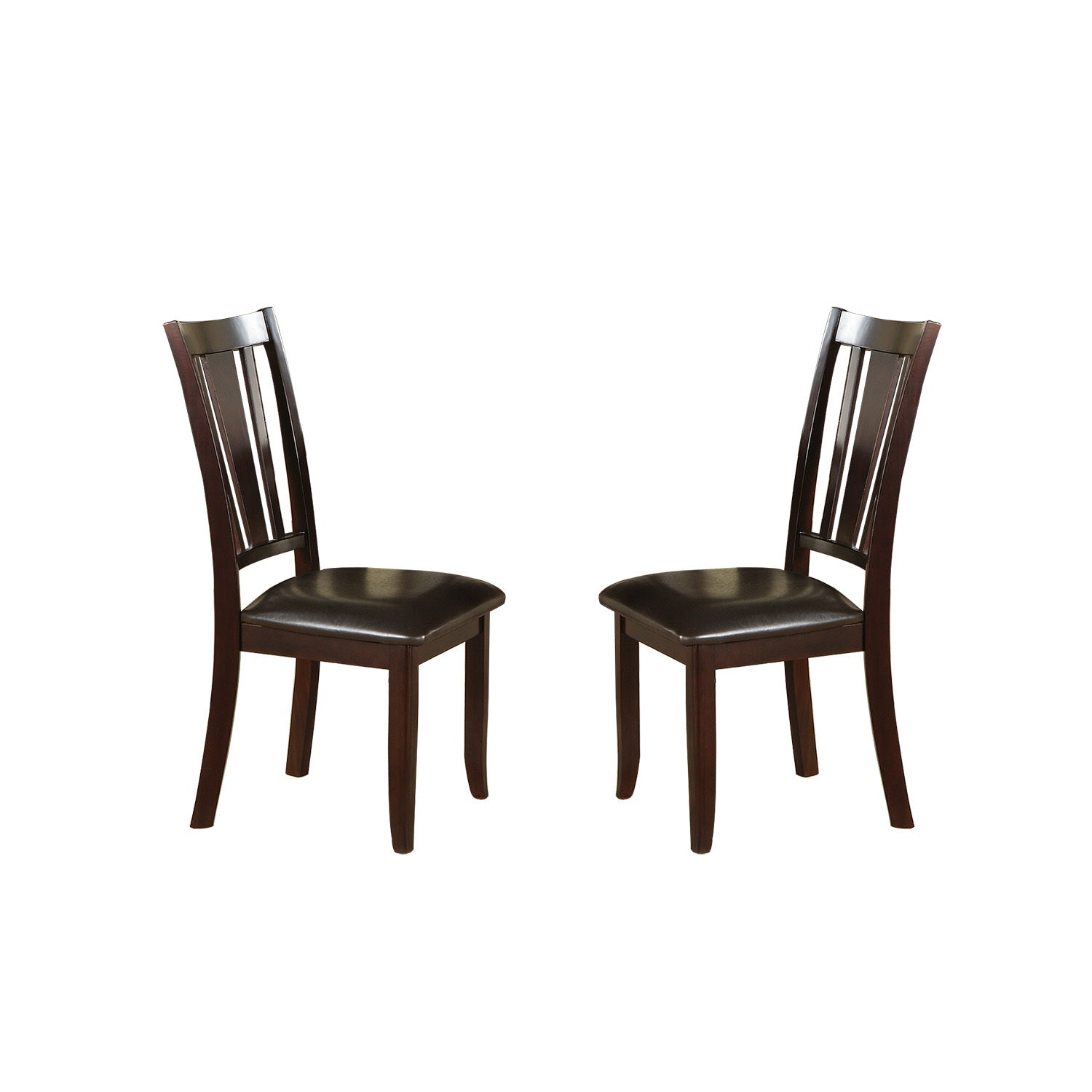 Charlton Slat Back Dining Side Chairs In Espresso, Set Of 2 Solid Espresso Dining Room Dining Chairs Slat Back Rubber Wood