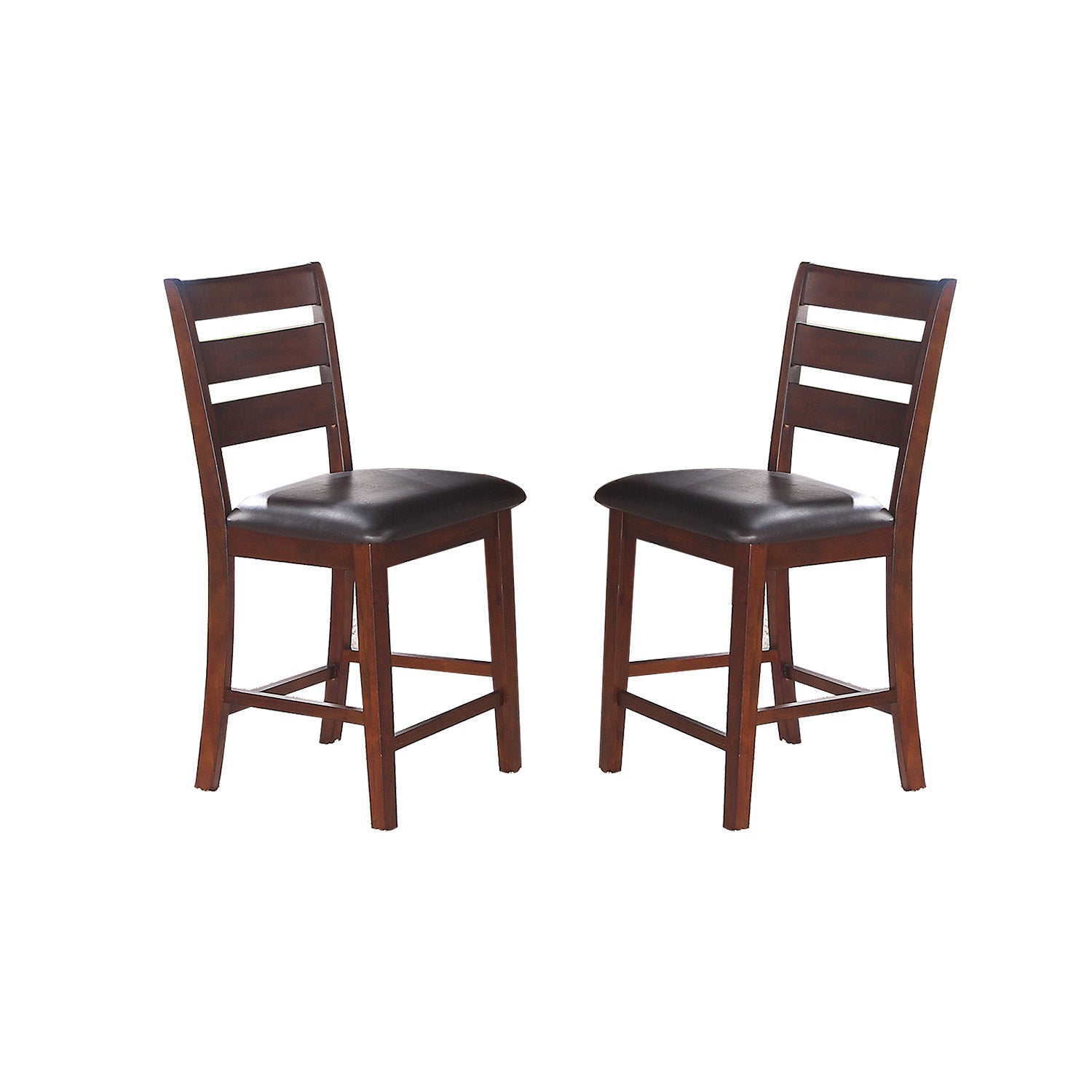 Sara Ladder Back Dining Height Chairs In Brown, Set Of 2 Solid Brown Dining Room Dining Chairs Ladder Back Solid Wood