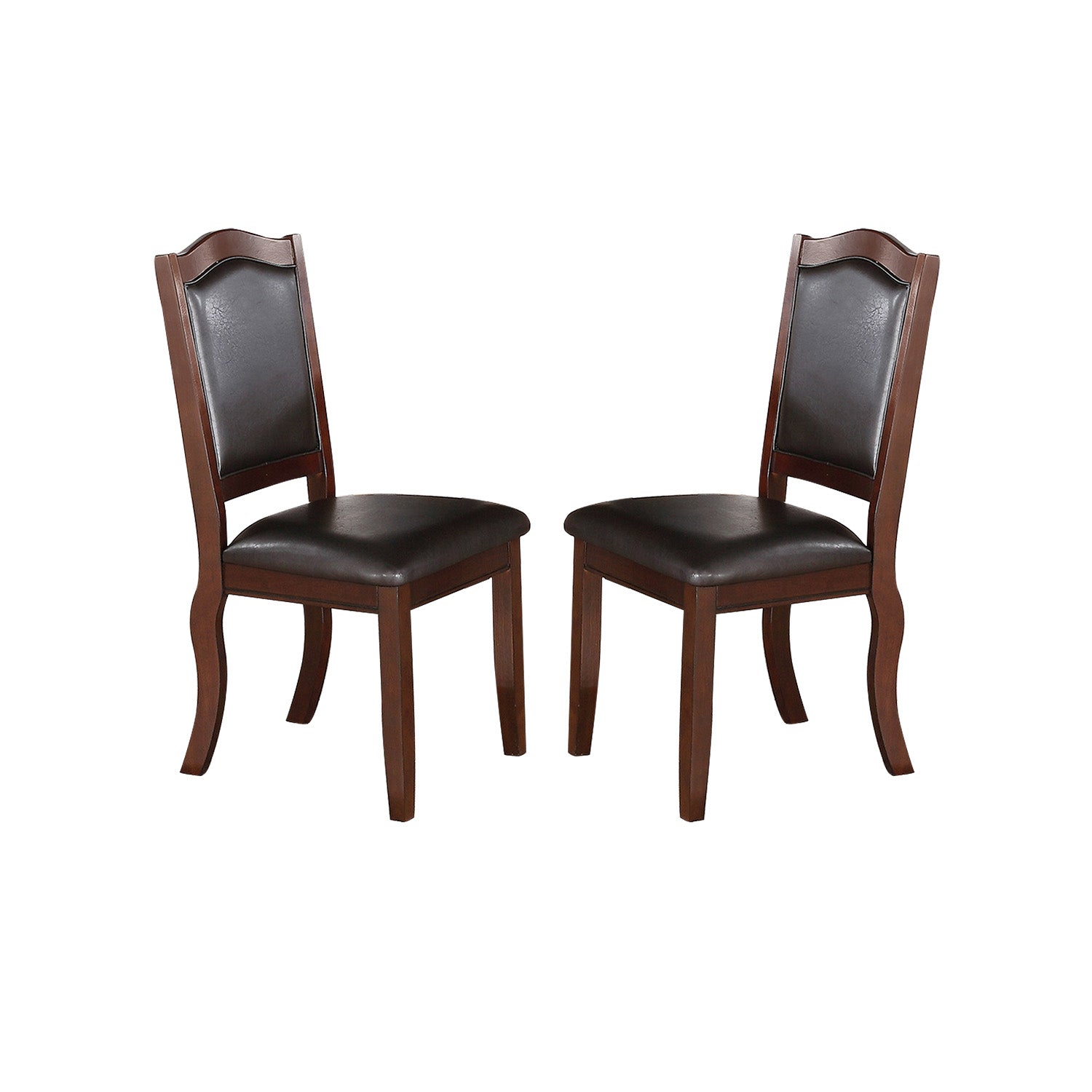 Faux Leather Upholstered Dining Chairs, Brown Set Of 2 Solid Brown Dining Room Solid Back Rubber Wood