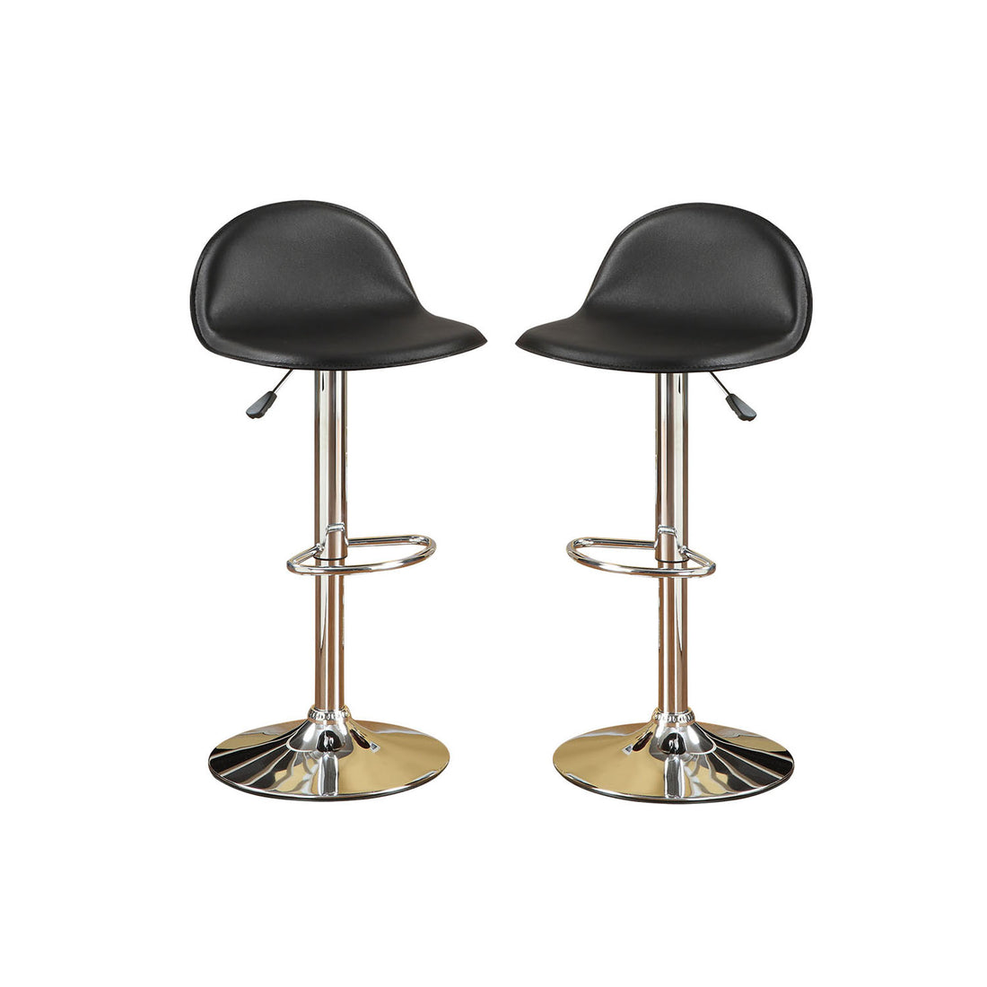 Adjustable Black Pu Bar Stools, Chrome Set Of 2 Solid Black Dining Room Bar Stools Mdf