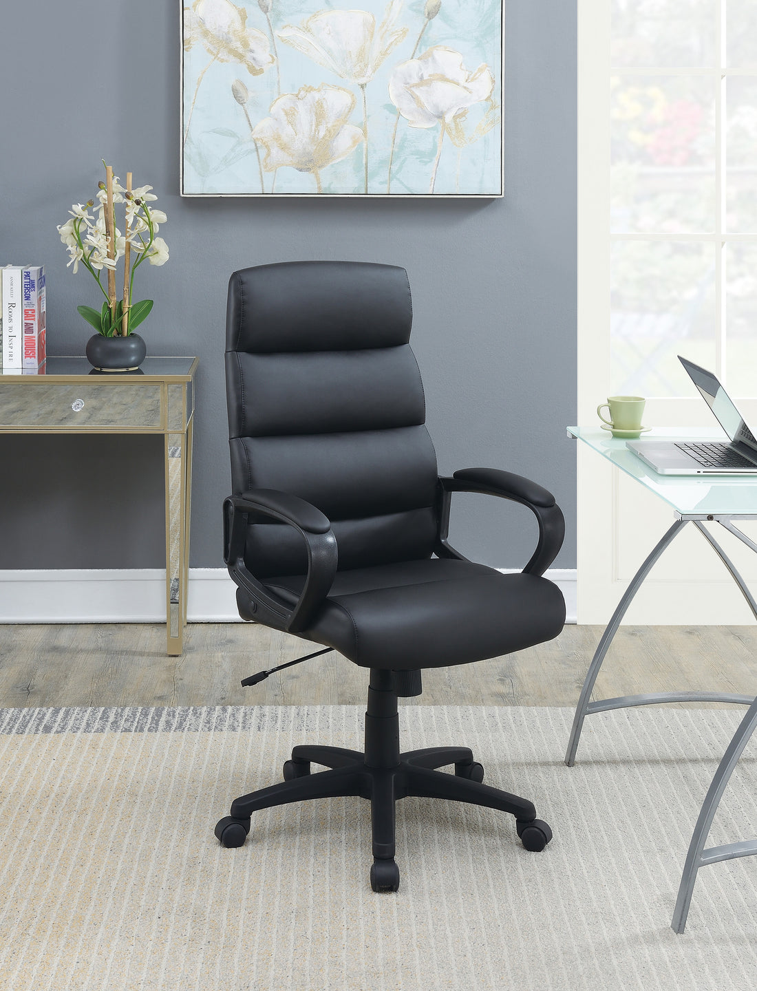 High Back Adjustable Height Office Chair in Black