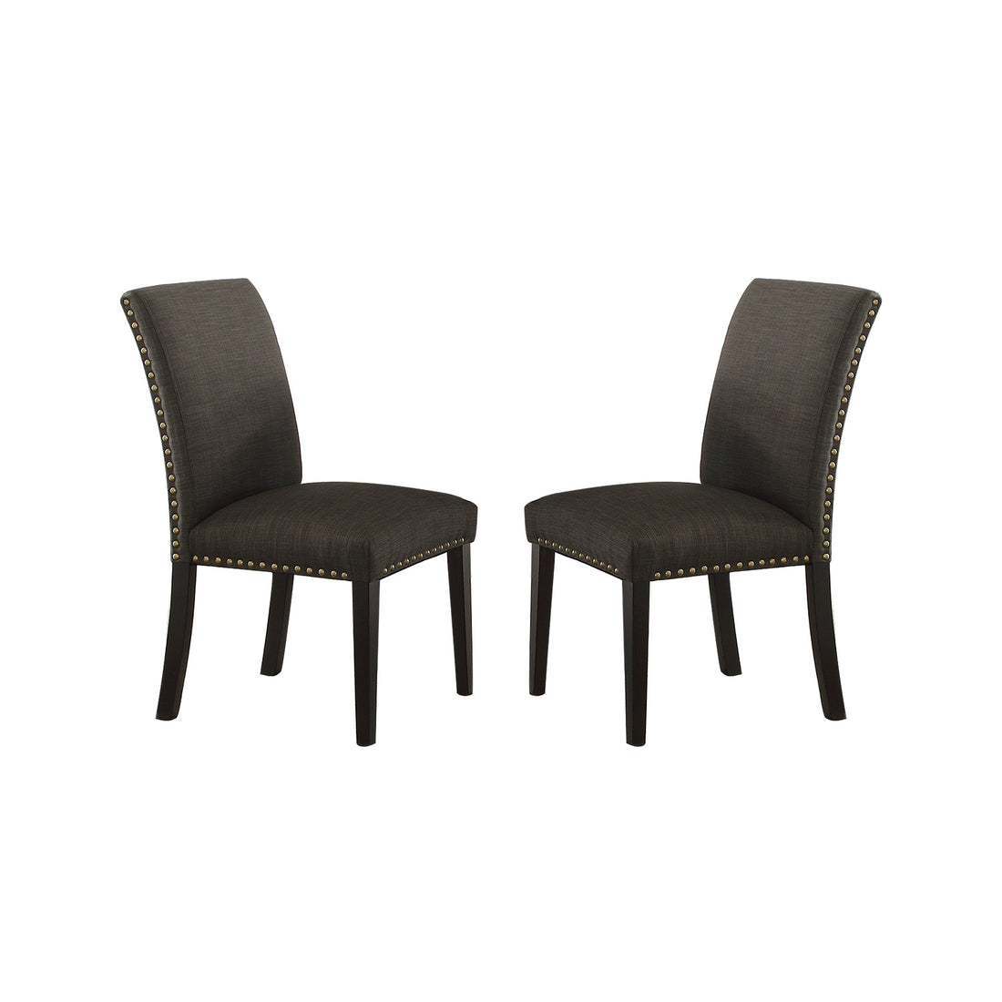 Ployfiber Upholstered Dining Chair, Ash Black Set Of 2 Solid Black Dining Room Transitional Side Chair Birch Solid Back Mdf