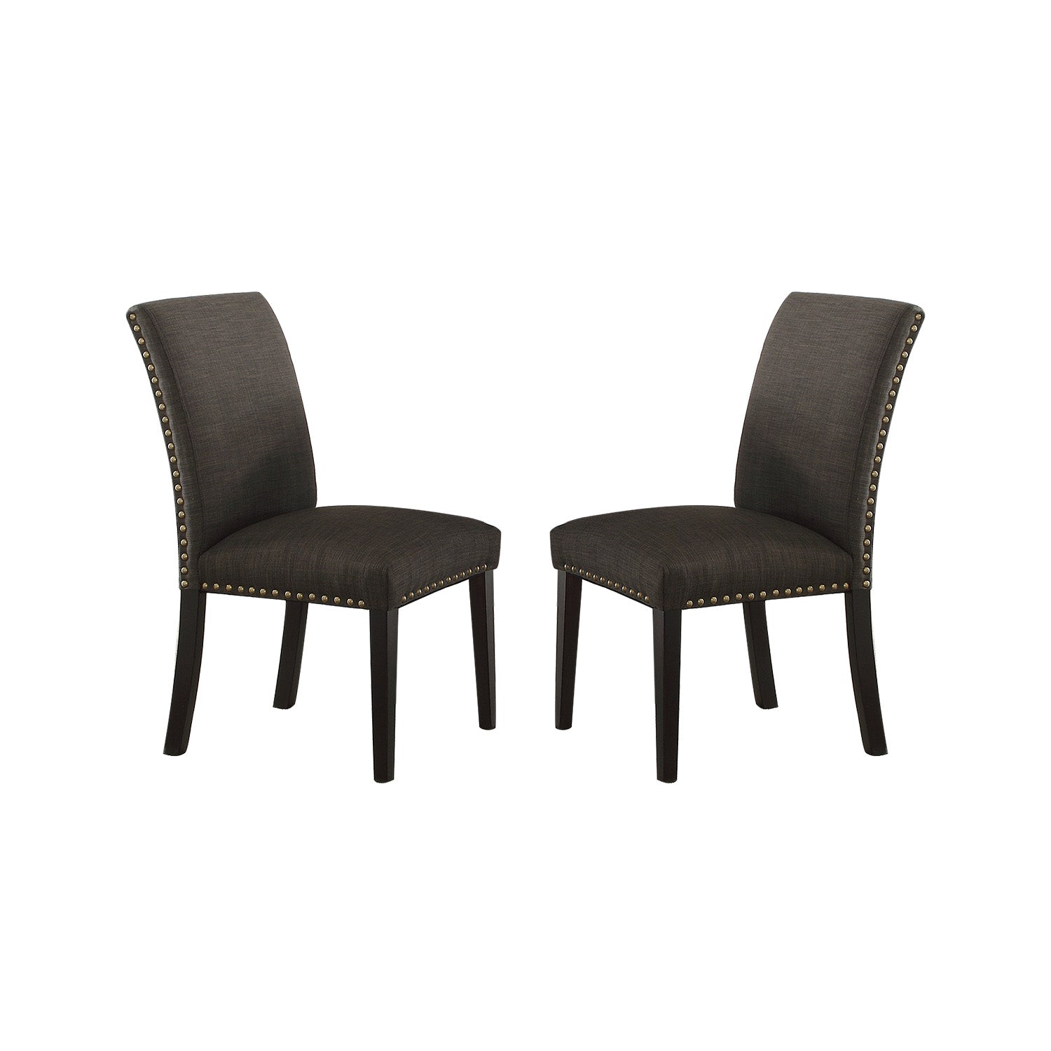 Ployfiber Upholstered Dining Chair, Ash Black Set Of 2 Solid Black Dining Room Transitional Side Chair Birch Solid Back Mdf